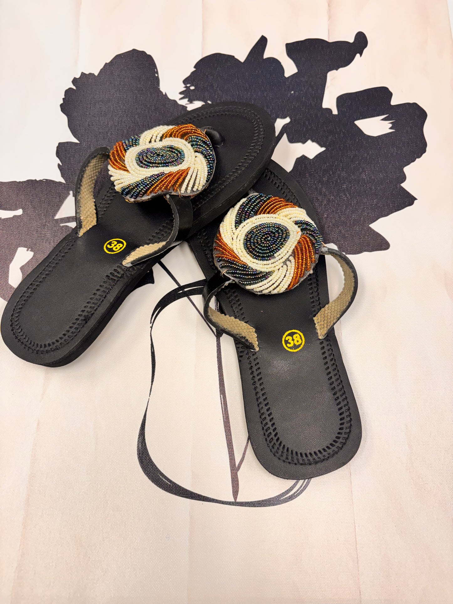 Leather Beaded Sandals