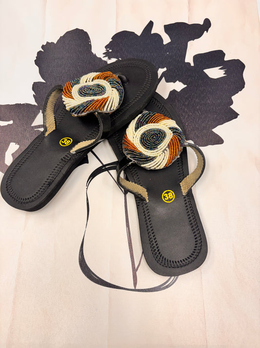 Leather Beaded Sandals