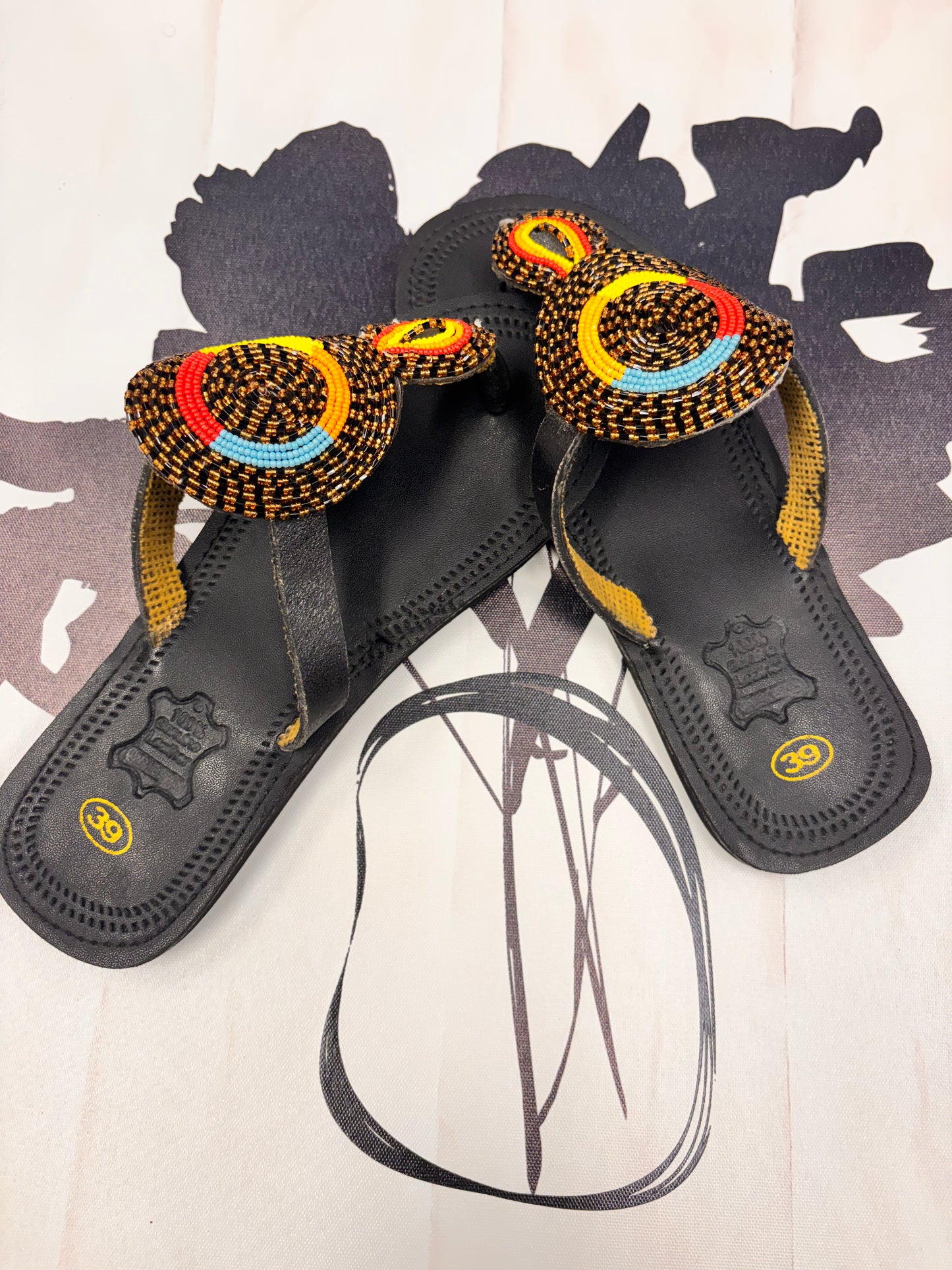 Leather Beaded Sandals