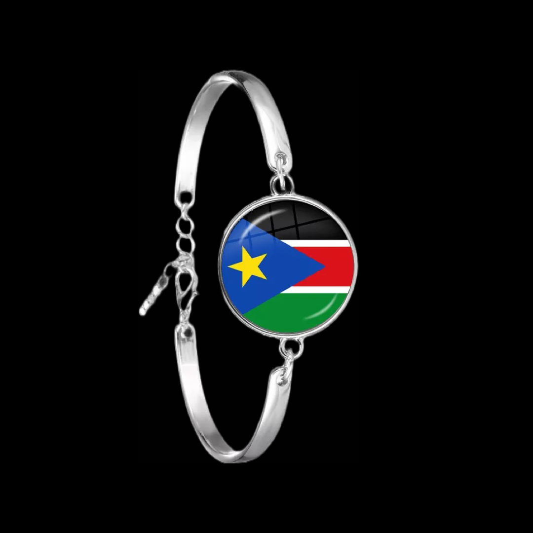 Africa National Countries Map Flag Glass Cabochon Chain Bracelet