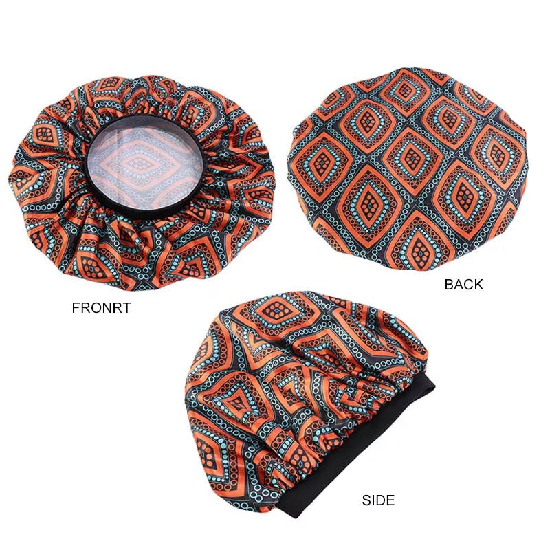 African Print Satin Bonnet W/ Elastic Band