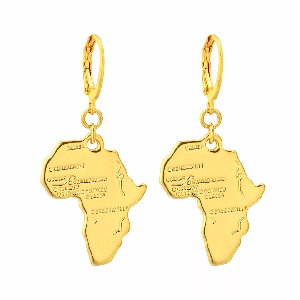 Africa Map Necklace with Earrings