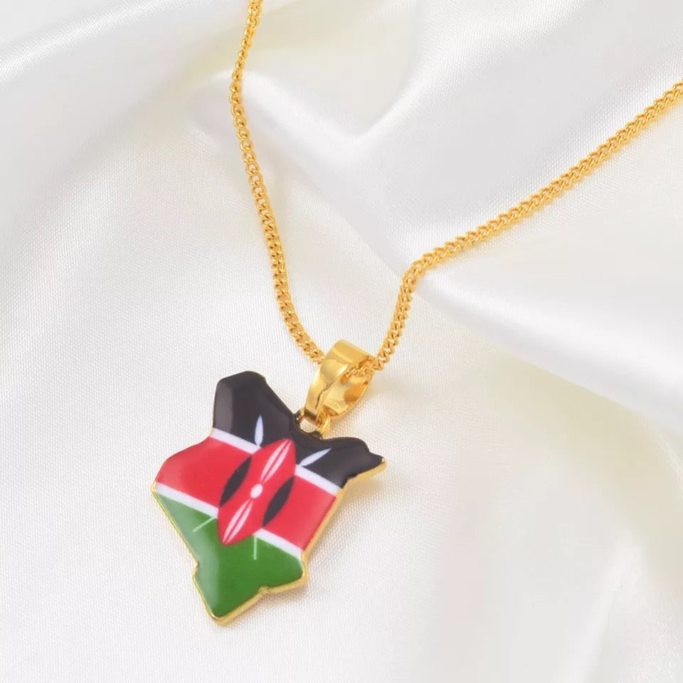 Kenya Map Flag Necklace