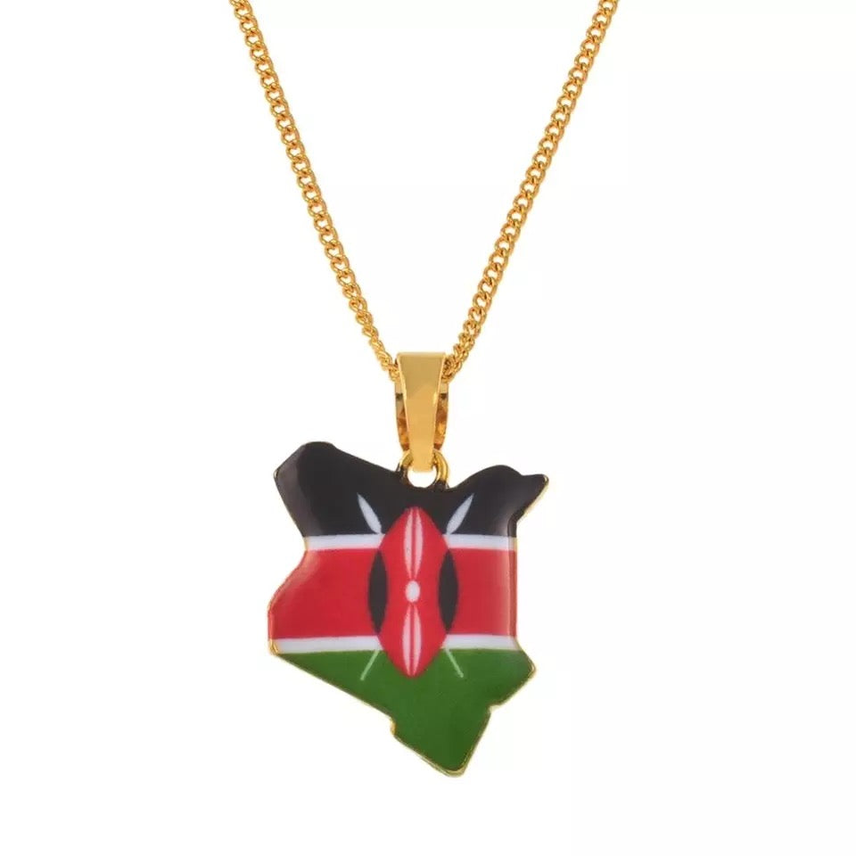 Kenya Map Flag Necklace