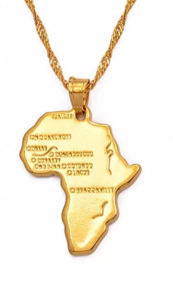 Africa Map Necklace with Earrings